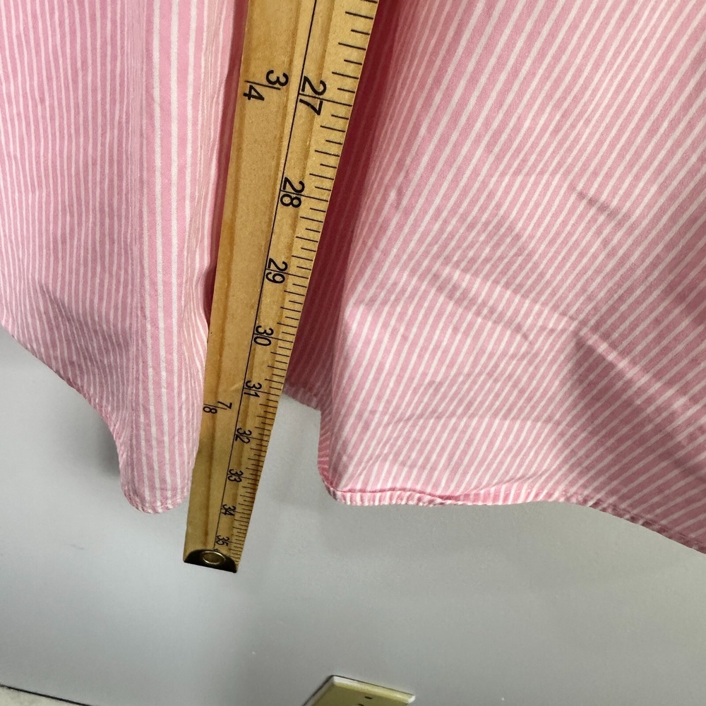 Ralph Lauren Button Up Shirt Mens 16.5 Pink White Striped Cotton Classic‎ Fit - Picture 7 of 8